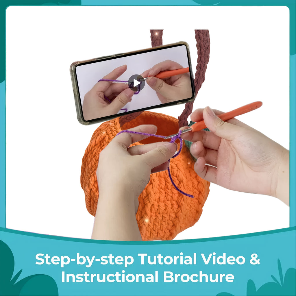 Crochet Kit Halloween Pumpkin Bag Crochet Kit - Step-by-Step Video & Instructions, Trick Or Treat Tote. Beginner Friendly. Cute Daily Use Handbag.