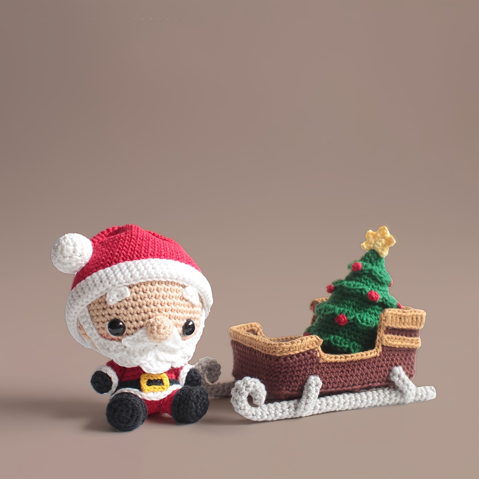 1 Material Kit, Sledge + Christmas Tree for Seniors, Beginner Crochet Kit for Adults Handmade DIY Knitting Supplies.