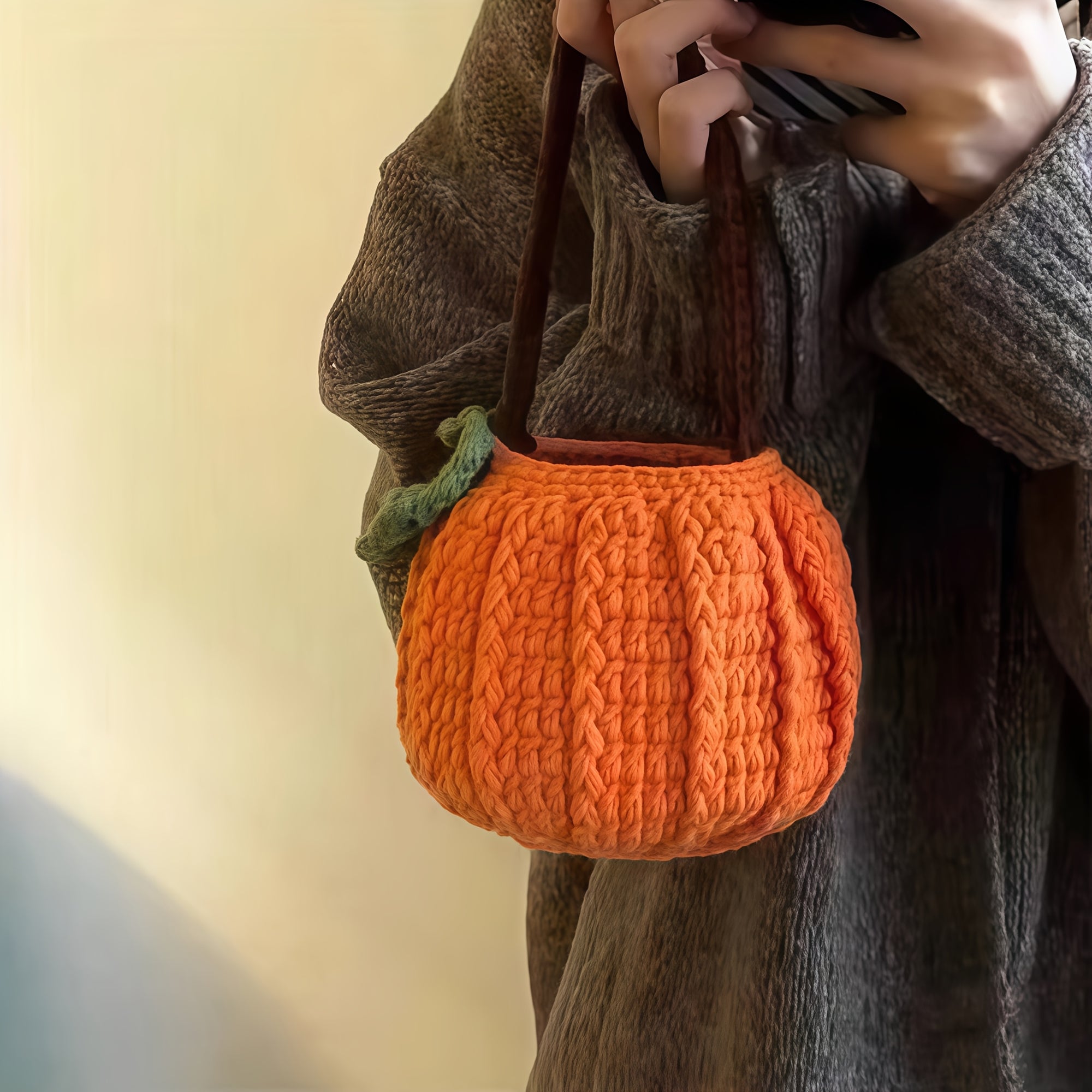 Crochet Kit Halloween Pumpkin Bag Crochet Kit - Step-by-Step Video & Instructions, Trick Or Treat Tote. Beginner Friendly. Cute Daily Use Handbag.